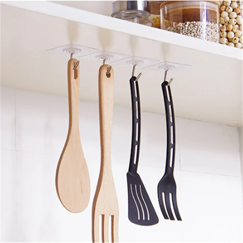 Multifunctional High Quality Heavy Duty Punch-free Non-marking Stickers Transparent Adhesive Hanger Hook Self Adhesive Wall Hook - Thumbnail 4