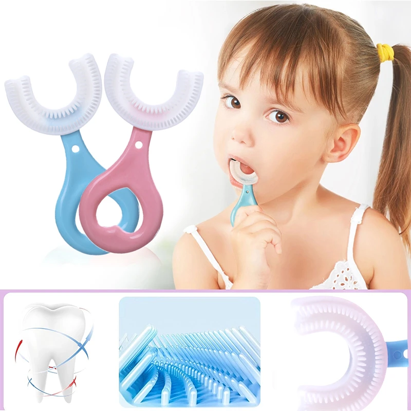 Baby Toothbrush Children 360 Degree U-shaped Child Toothbrush Teethers Baby Brush Silicone Kids Teeth Oral Care Cleaning - Thumbnail 3